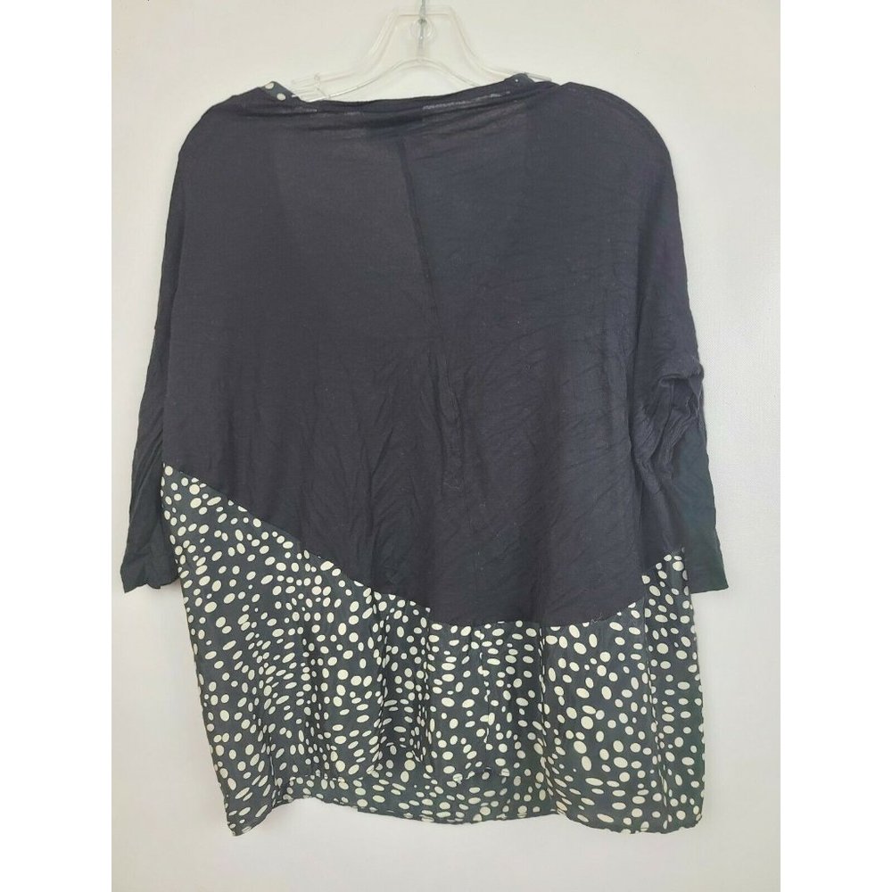 Anthropologie Baraschi Womens Black Polka Dot High Low 3/4 Sleeve Top Size Small - Picture 4 of 7